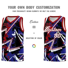 Royal Red Abstract Graffiti Quick-Drying Basketball Jersey 3