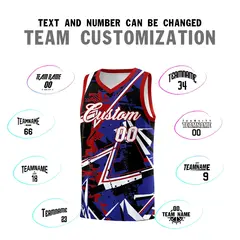Royal Red Abstract Graffiti Quick-Drying Basketball Jersey 4