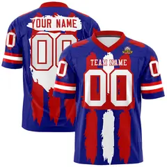 Royal Red and White Graffiti Flag Football Jersey 1