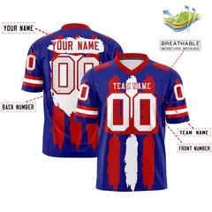 Royal Red and White Graffiti Flag Football Jersey 2