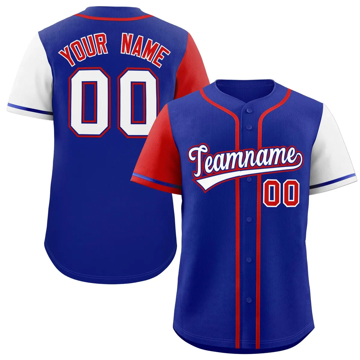 Royal Red and White Raglan Sleeves Authentic Baseball Jersey