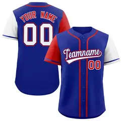 Royal Red and White Raglan Sleeves Authentic Baseball Jersey 1