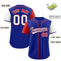 Royal Red and White Raglan Sleeves Authentic Baseball Jersey 2