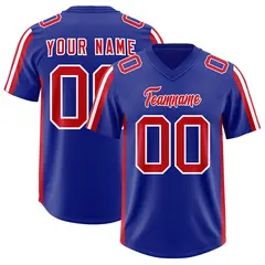 Royal Red and White Side Stripe Football Jersey