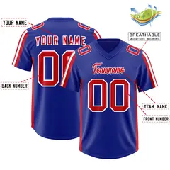 Royal Red and White Side Stripe Football Jersey 2