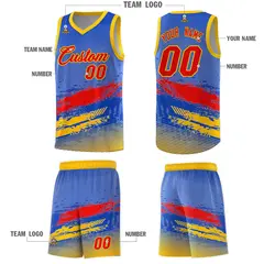 Royal Red and Yellow Graffiti Sports Basketball Jersey 5