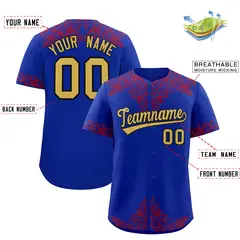 Royal Red Baroque Style Baseball Jersey 2