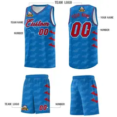 Royal Red Bat Pattern Halloween Basketball Jersey 5