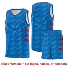 Royal Red Bat Pattern Halloween Basketball Jersey 7