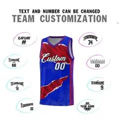 Royal Red-Black Tear Graffiti Basketball Jersey 4