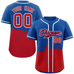 Royal Red Chicago City Nightscape Authentic Baseball Jersey