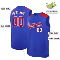Royal Red Classic Authentic Sleeveless Baseball Jersey 2