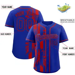 Royal Red Coconut Tree Split Baseball Jersey 2