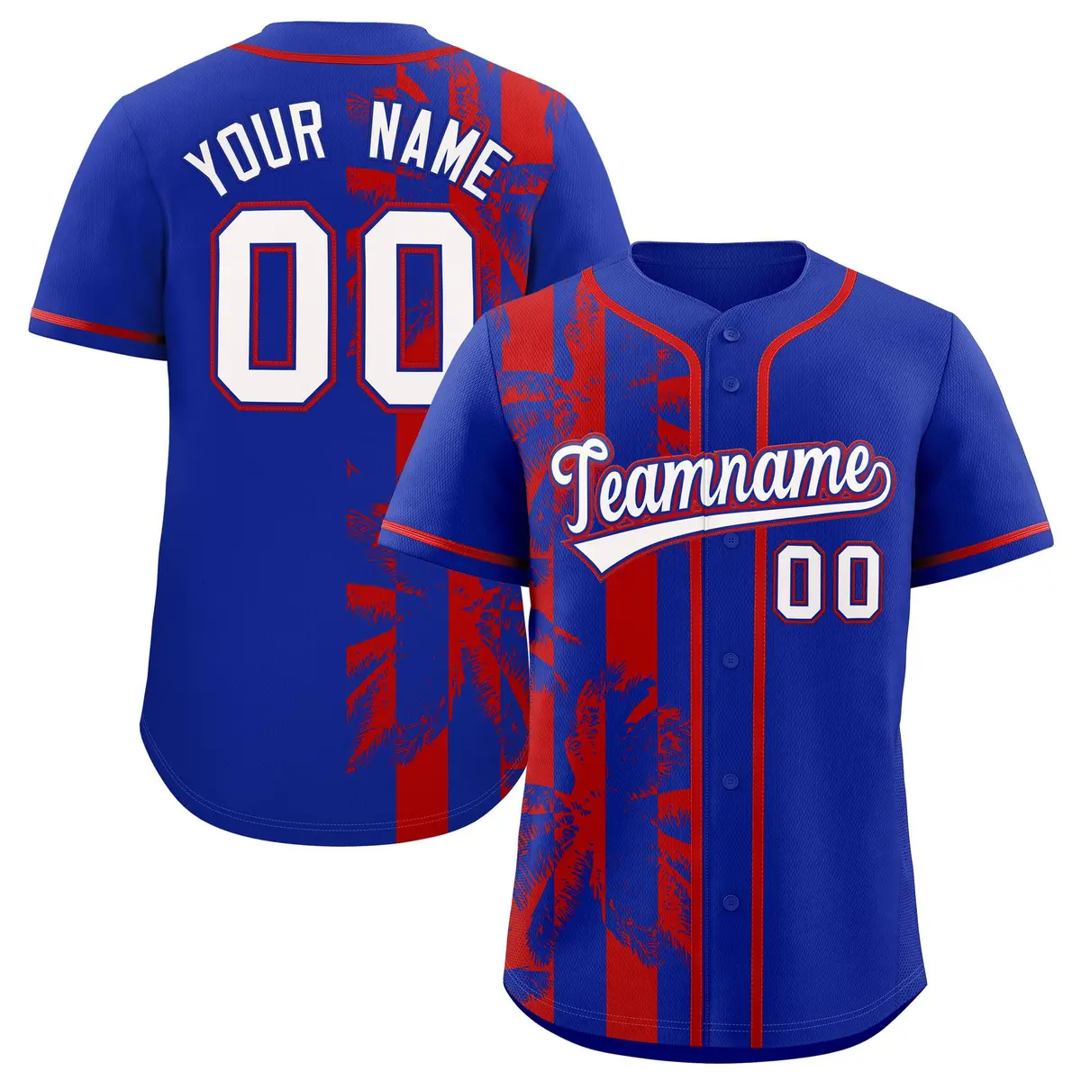 Royal Red Coconut Tree Split Baseball Jersey