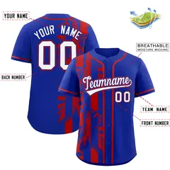 Royal Red Coconut Tree Split Baseball Jersey 2