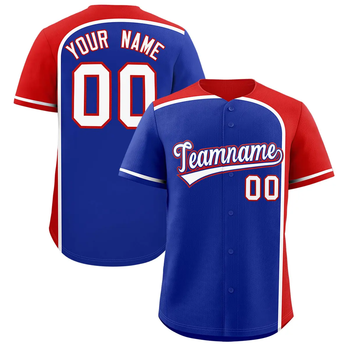 Royal Red Color Block Authentic Baseball Jersey