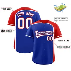 Royal Red Color Block Authentic Baseball Jersey 2