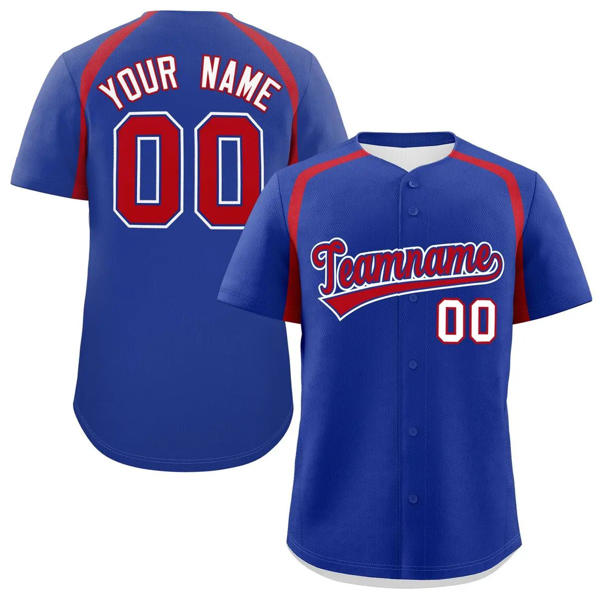 Royal Red Color Block Authentic Baseball Jersey