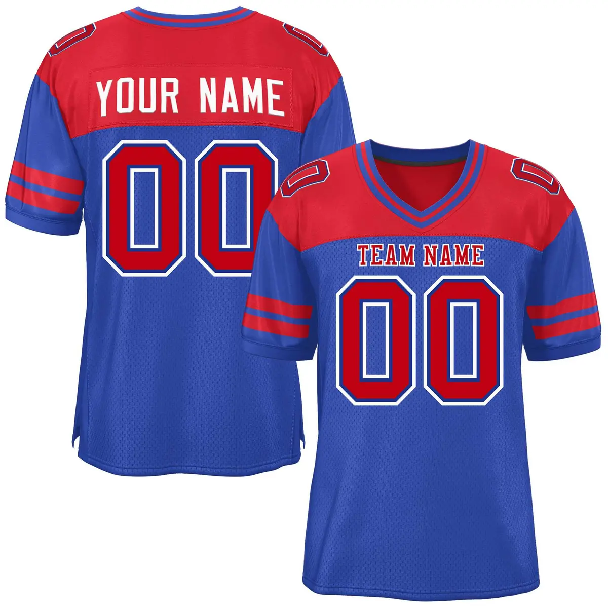 Royal Red Color Block Authentic Football Jersey