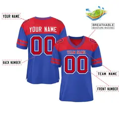 Royal Red Color Block Authentic Football Jersey 2
