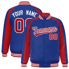 Royal Red Color Block Raglan Varsity Letterman Jacket 1