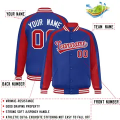 Royal Red Color Block Raglan Varsity Letterman Jacket 2