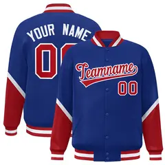 Royal Red Color Block Varsity Letterman Baseball Jacket