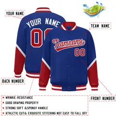 Royal Red Color Block Varsity Letterman Baseball Jacket 2