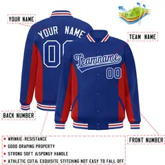 Royal Red Color Block Varsity Letterman Baseball Jacket 2