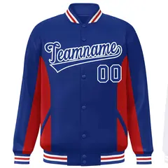 Royal Red Color Block Varsity Letterman Baseball Jacket 3