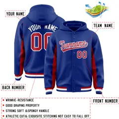 Royal Red Color Block Varsity Letterman Hoodie Jacket 4