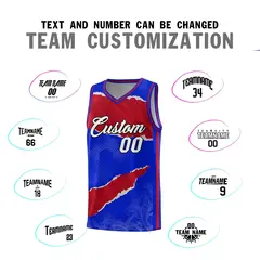 Royal Red-Crimson Tear Graffiti Sports Basketball Jersey 4