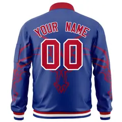 Royal Red Dragon Head Graffiti Letterman Bomber Jacket 4