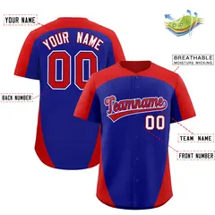 Royal Red Edge Color Block Authentic Baseball Jersey 2