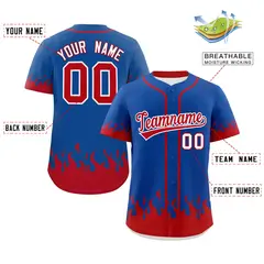 Royal Red Flame Graffiti Authentic Baseball Jersey 2