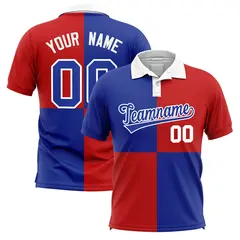 Royal Red Four Squares Performance Polo Shirt 1