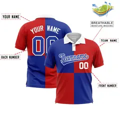 Royal Red Four Squares Performance Polo Shirt 2