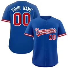 Royal Red Full Button Authentic Baseball Jersey 1