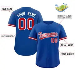 Royal Red Full Button Authentic Baseball Jersey 2