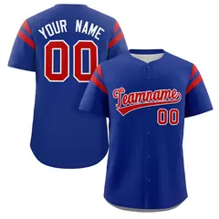 Royal Red Full Button Classic Authentic Baseball Jersey