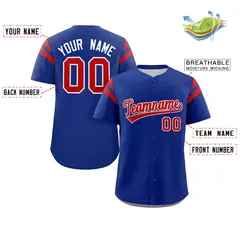 Royal Red Full Button Classic Authentic Baseball Jersey 2