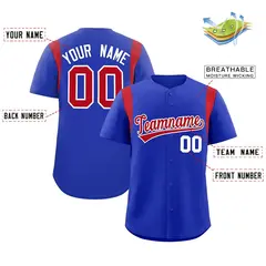 Royal Red Full Button Classic Authentic Baseball Jersey 2
