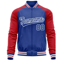 Royal Red Full-Zip Raglan Sleeves Varsity Letterman Baseball Jacket 5