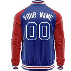 Royal Red Full-Zip Raglan Sleeves Varsity Letterman Baseball Jacket 6
