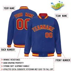 Royal Red-Gold Classic Varsity Full-Snap Letterman Jacket 2