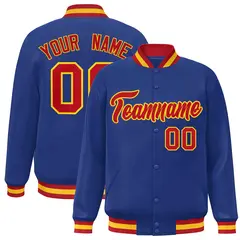 Royal Red-Gold Classic Varsity Full-Snap Letterman Jacket 1
