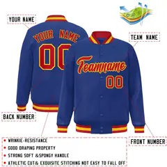 Royal Red-Gold Classic Varsity Full-Snap Letterman Jacket 2