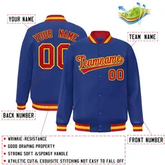 Royal Red-Gold Classic Varsity Full-Snap Letterman Jacket 2