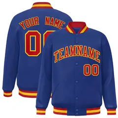 Royal Red-Gold Classic Varsity Full-Snap Letterman Jacket 1