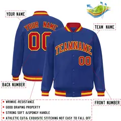 Royal Red-Gold Classic Varsity Full-Snap Letterman Jacket 2